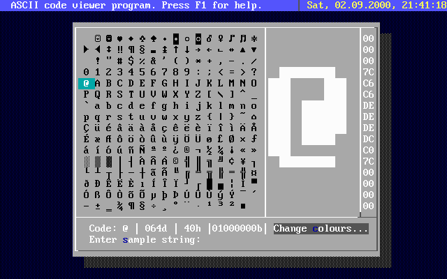 Looks like this on the good old MS-DOS ;) ASC.EXE screenshot