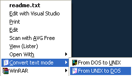 ToFroWin context menu